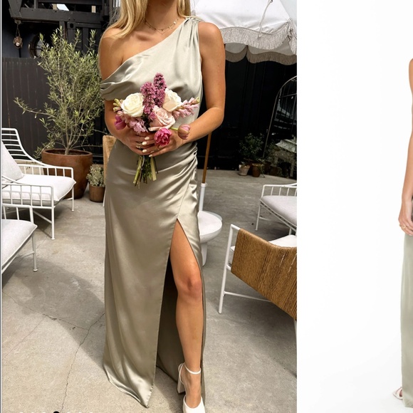 Show Me Your Mumu - Jodie Dress ~ Moss Green Luxe Satin - Small - Picture 5 of 5